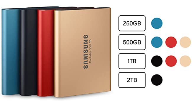 Samsung 2TB T5 USB 3.1 Type C Gen 2 Portable External SSD - Black