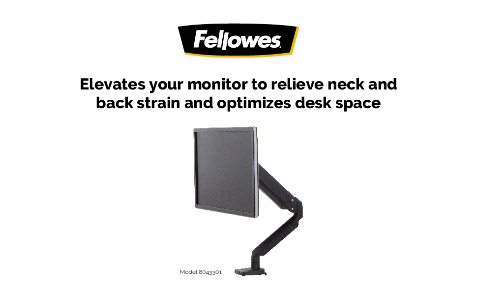Fellowes Platinum Series Single Adjustable Monitor Arm - Black