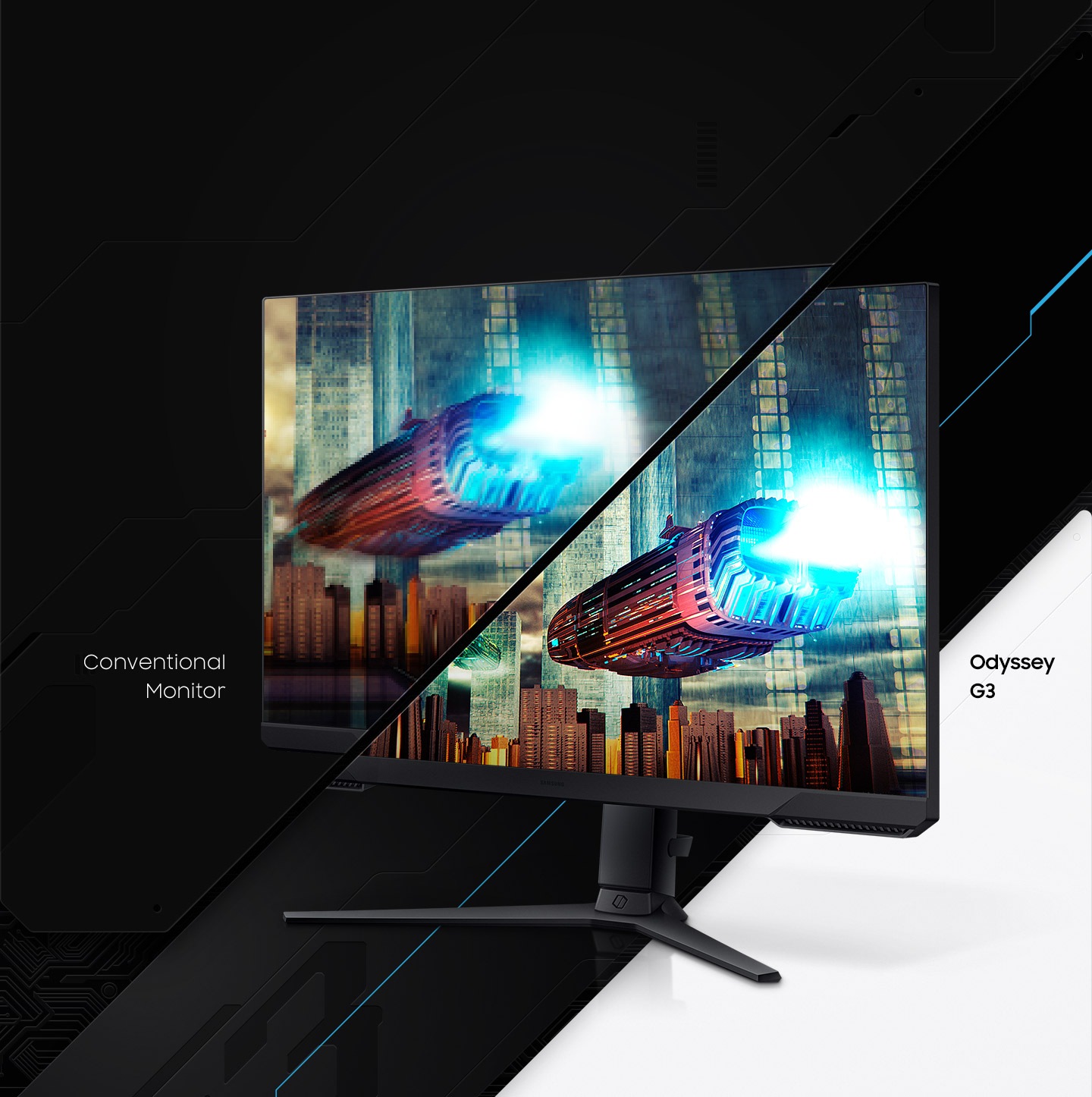 SAMSUNG Odyssey G3 27\" Full HD 165Hz 1ms 3-Sided Border-Less  Height Adjustable Stand AMD FreeSync Premium