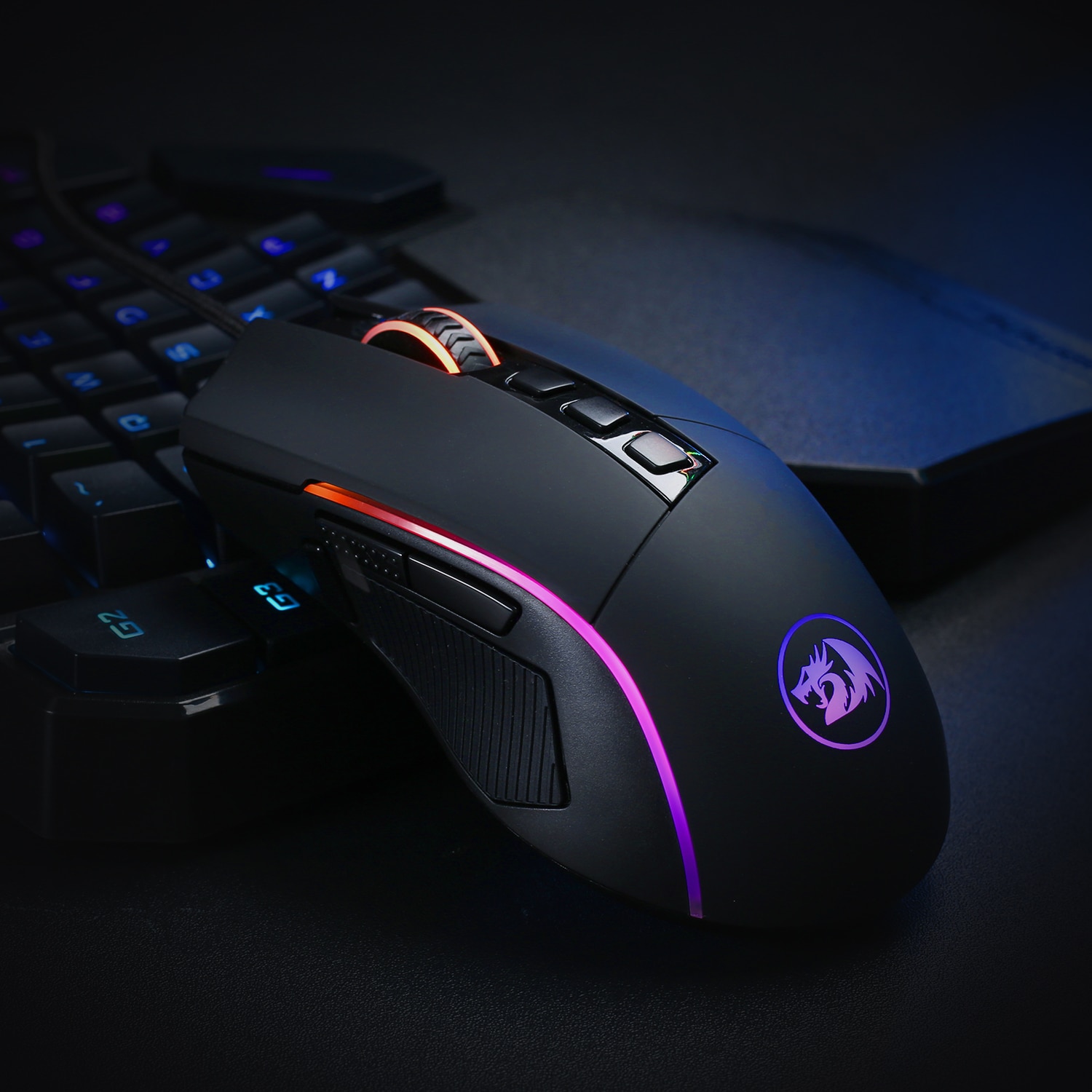 Redragon M721-Pro Lonewolf2 Wired RGB 10 Programmable Buttons 32,000 DPI Comfortable Grip - Black