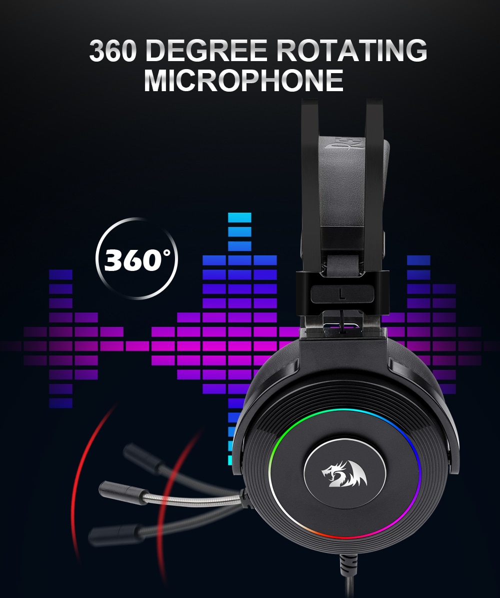 Redragon H320 Lamia 7.1 Surround Sound Volume Control Noise Cancelling RGB Light w/ Stand - White
