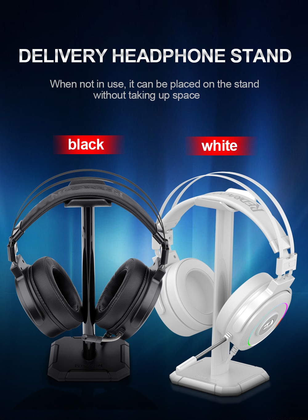 Redragon H320 Lamia 7.1 Surround Sound Volume Control Noise Cancelling RGB Light w/ Stand - White