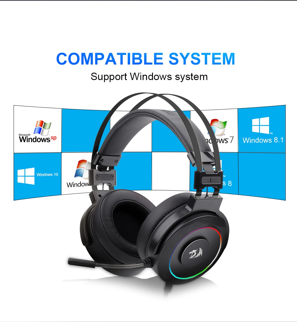 Redragon H320 Lamia 7.1 Surround Sound Volume Control Noise Cancelling RGB Light w/ Stand - White