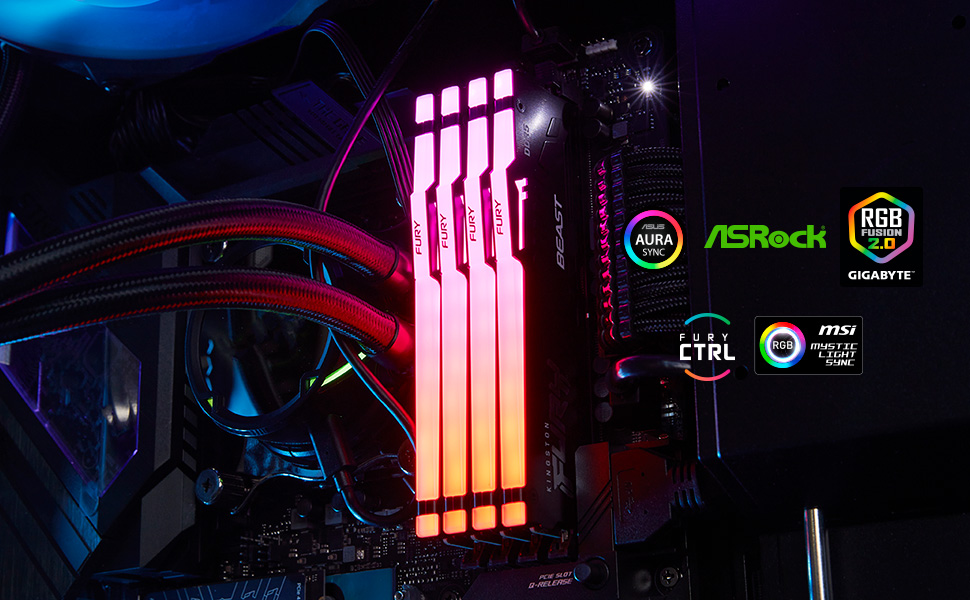 Kingston FURY Beast RGB 8GB (1 x 8GB) 5200MHz DDR5 Desktop Memory Infrared Sync Technology