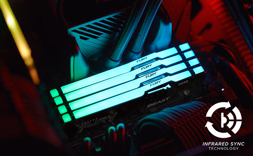 Kingston FURY Beast RGB 8GB (1 x 8GB) 5200MHz DDR5 Desktop Memory Infrared Sync Technology