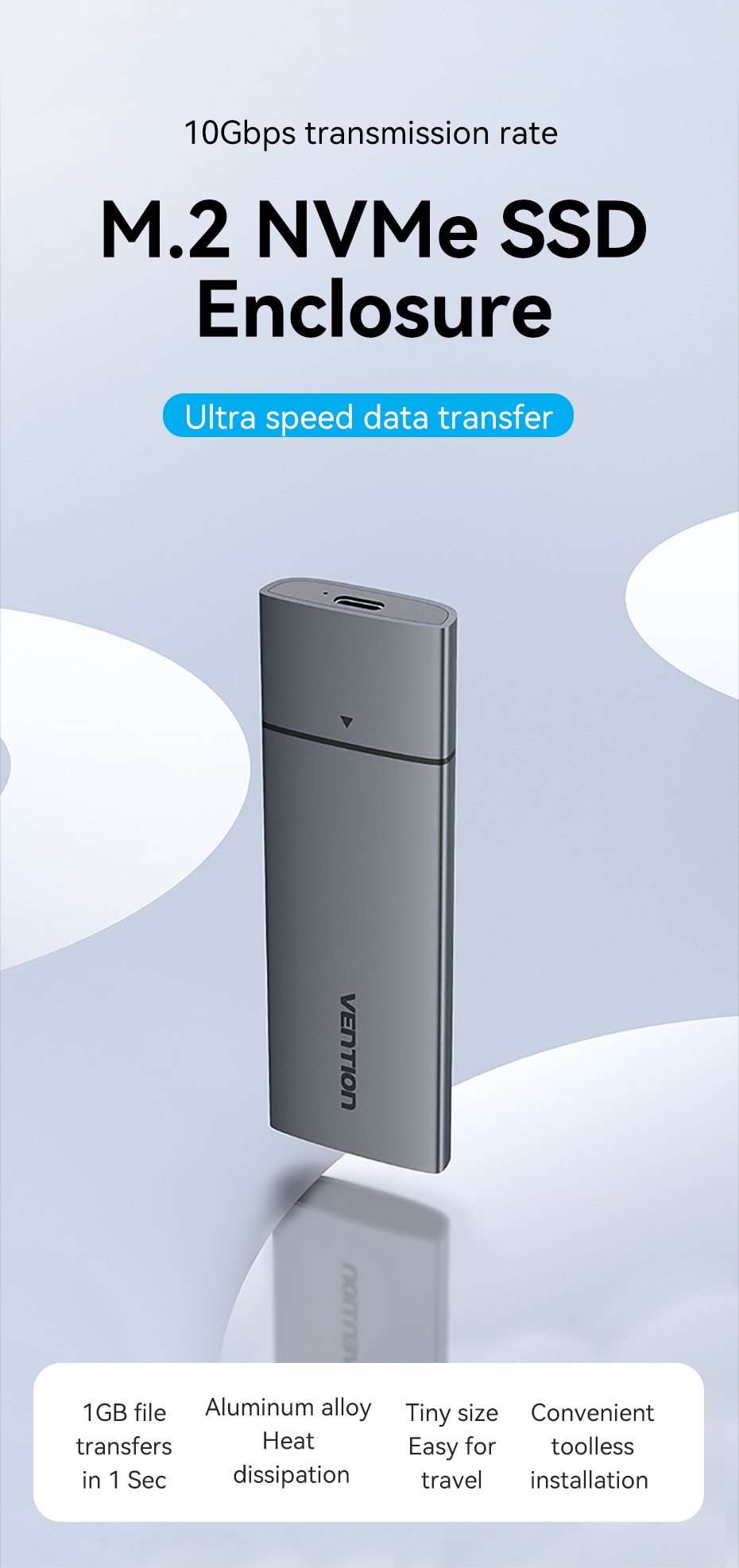 Vention M.2 NVMe SSD Enclosure Aluminum