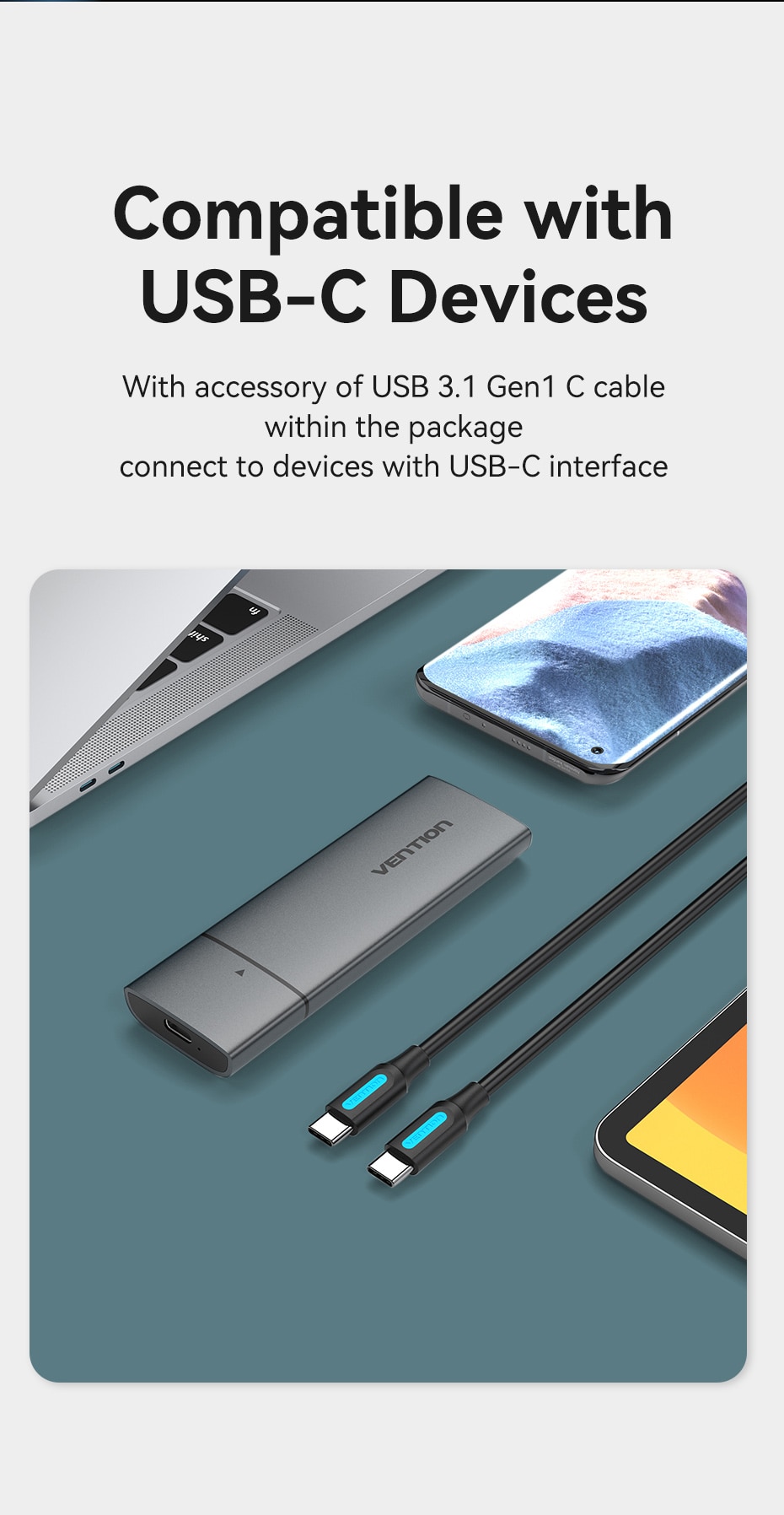 Vention M.2 NVMe SSD Enclosure Aluminum