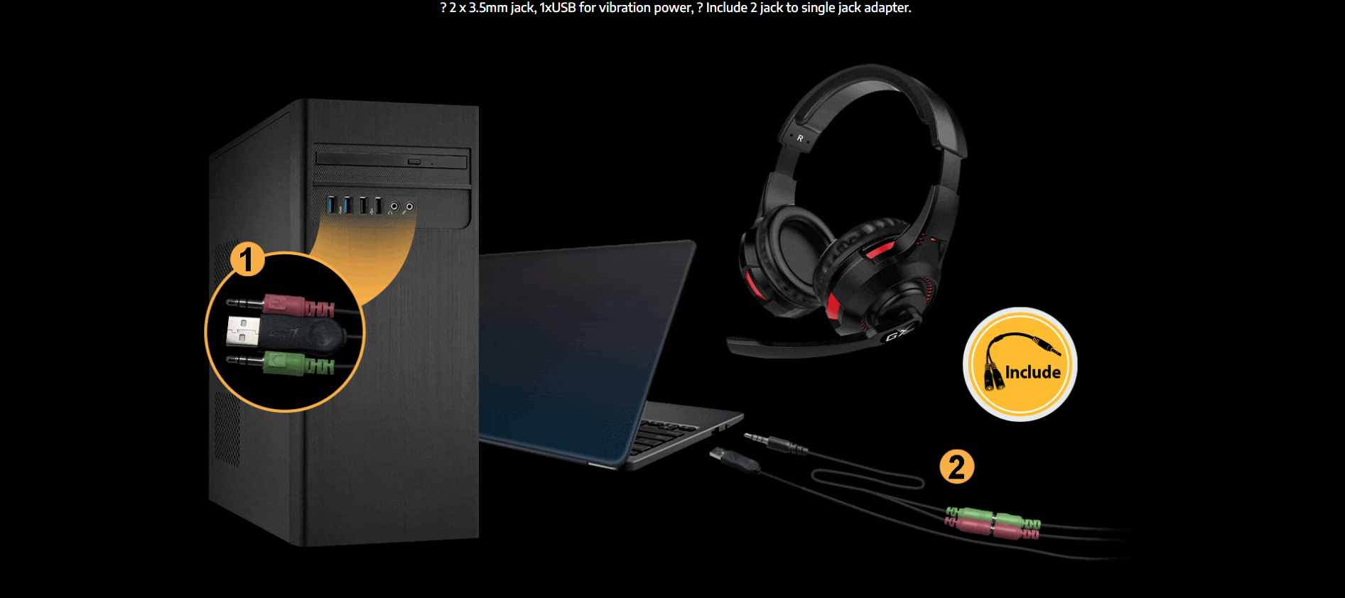 Genius HS-G600V GX Headse Gaming Black