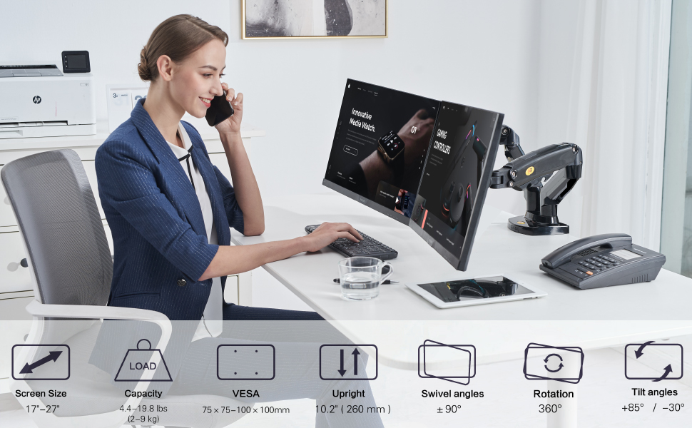 NB North Bayou F195A Dual Monitor Desk Mount Stand  Monitor Arm for Two Screens