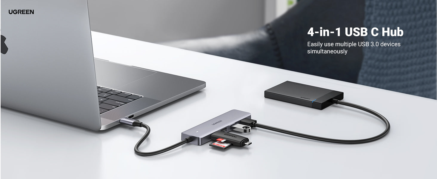 UGREEN Type-C to 4-Port USB 3.0 Hub with Power Supply