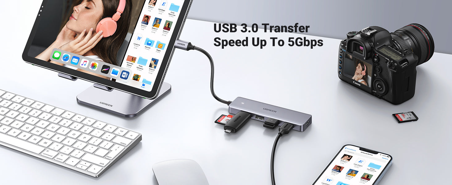 UGREEN Type-C to 4-Port USB 3.0 Hub with Power Supply