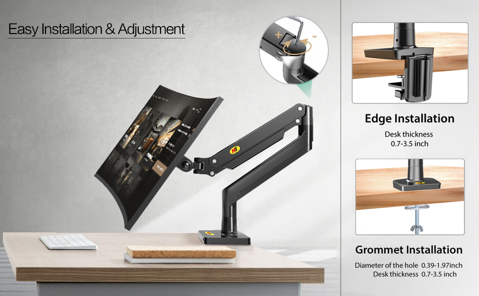 North Bayou G40 Monitor Arm with Gas Spring for 22-40”Monitors