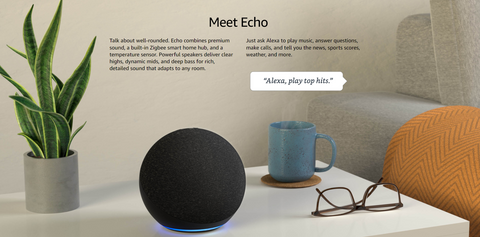 Echo 4th Gen Smart speaker with Alexa Charcoal