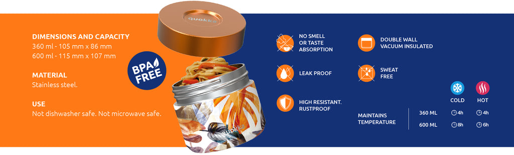 Quokka Thermal Ss Food Jar Tropical 369 Ml