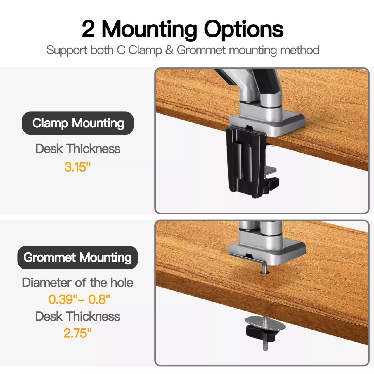Double arm table stand monitor bracket 17-32\"