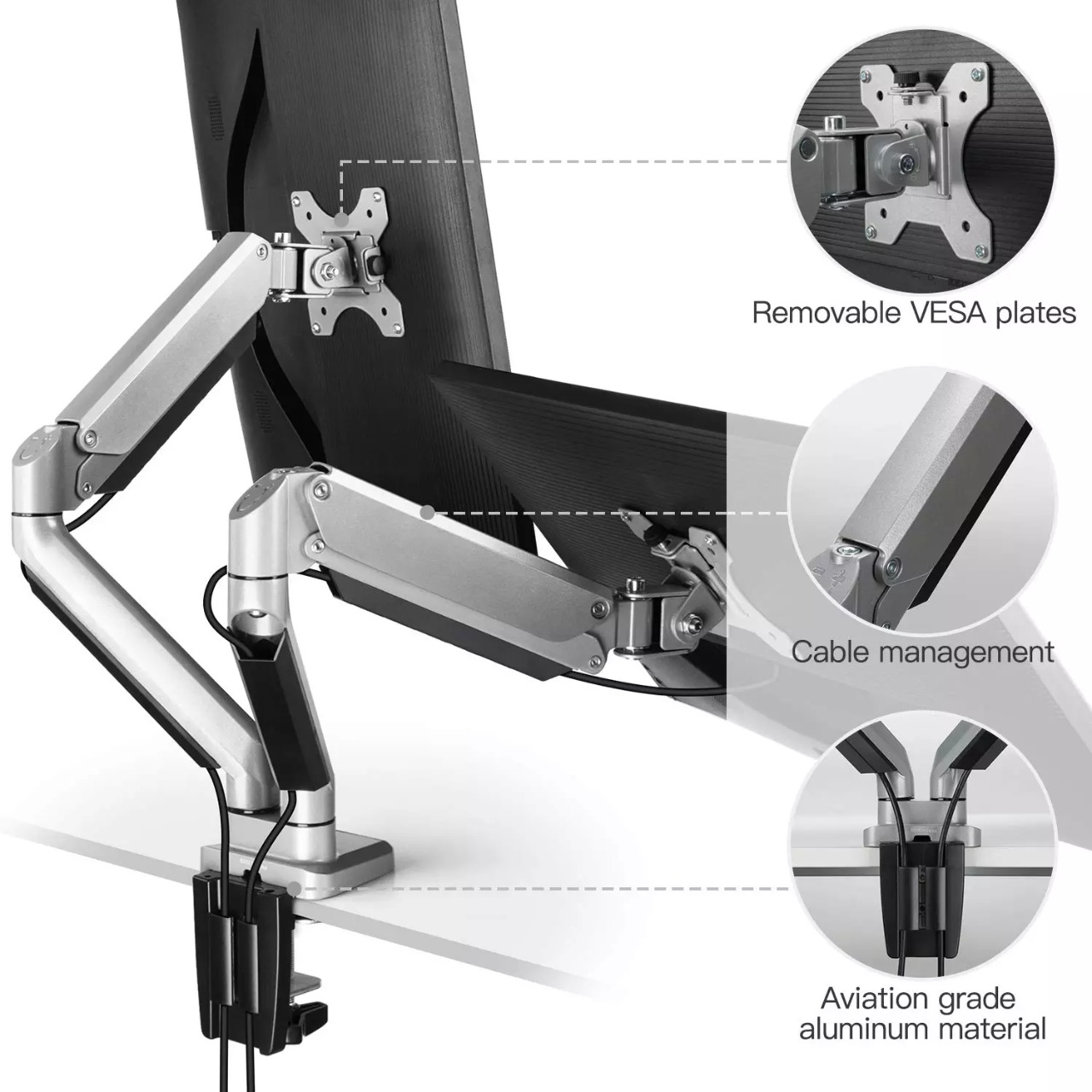 Double arm table stand monitor bracket 17-32\"
