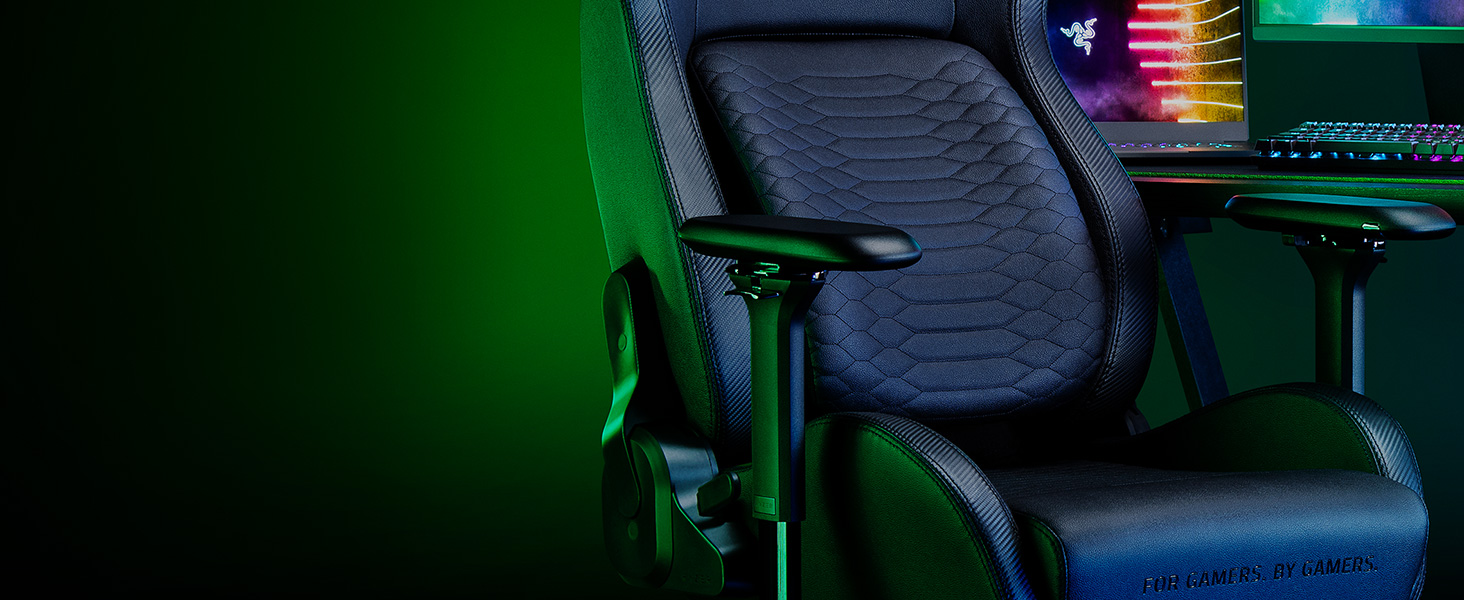 Razer Iskur Gaming Chair Multi-Layer Synthetic Leather Built-in Lumbar Support - Black