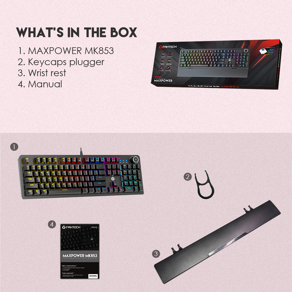 ميكانيكال جيمنج كيبورد Fantech MAXPOWER MK853