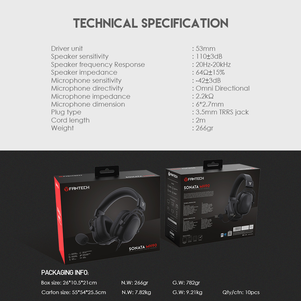 سماعة جيمنج FANTECH SONATA MH90 MULTI PLATFORM