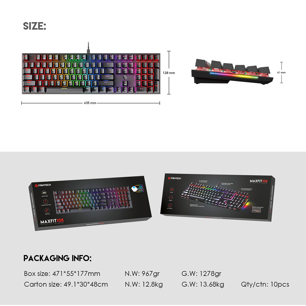 كيبورد ميكانيكي FANTECH MAXFIT108 MK855 RGB