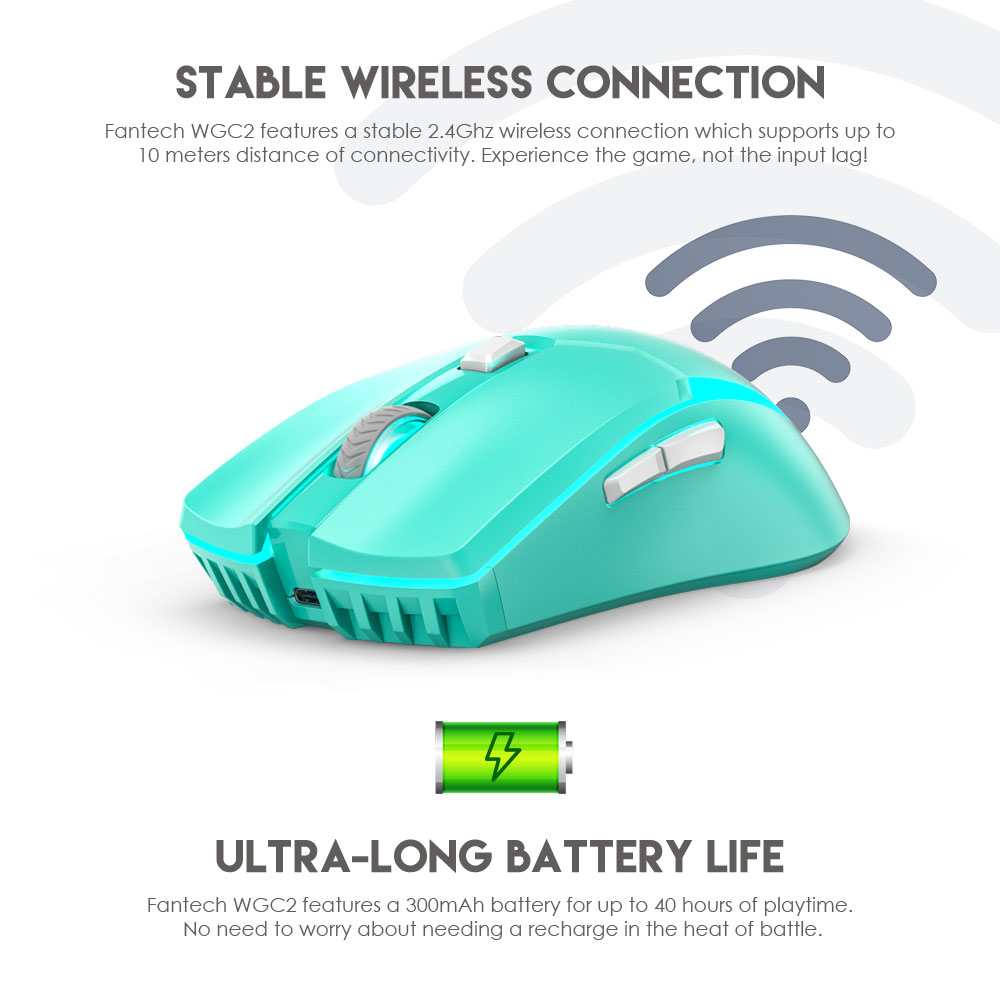 FANTECH VENOM II WGC2 MINT EDITION WIRELESS PRO-GAMING MOUSE​​​​​​​