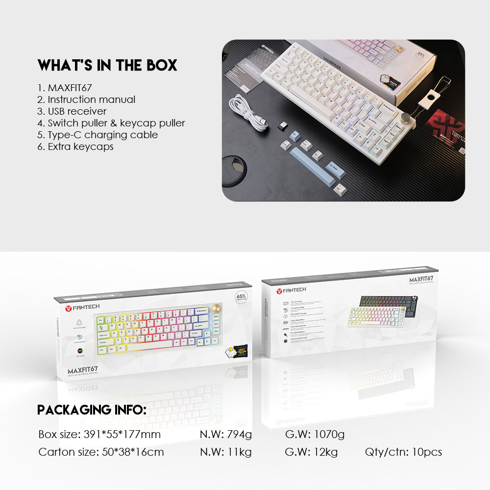 FANTECH MAXFIT67 MK858 MODULAR BLUETOOTH, WIRELESS RGB MECHANICAL KEYBOARD - SPACE EDITION