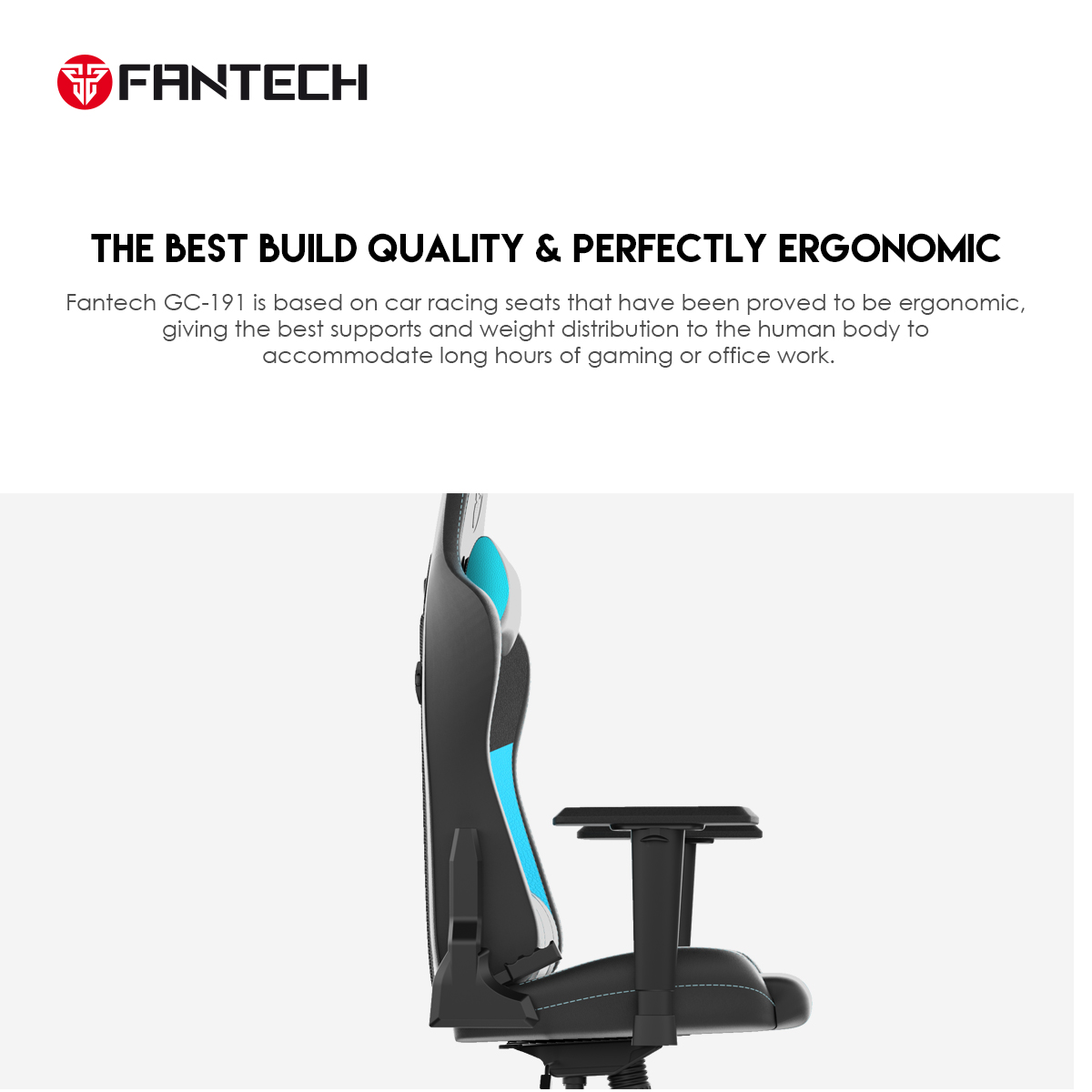 كرسي جيمنج اللون رمادي   FANTECH KORSI GC191