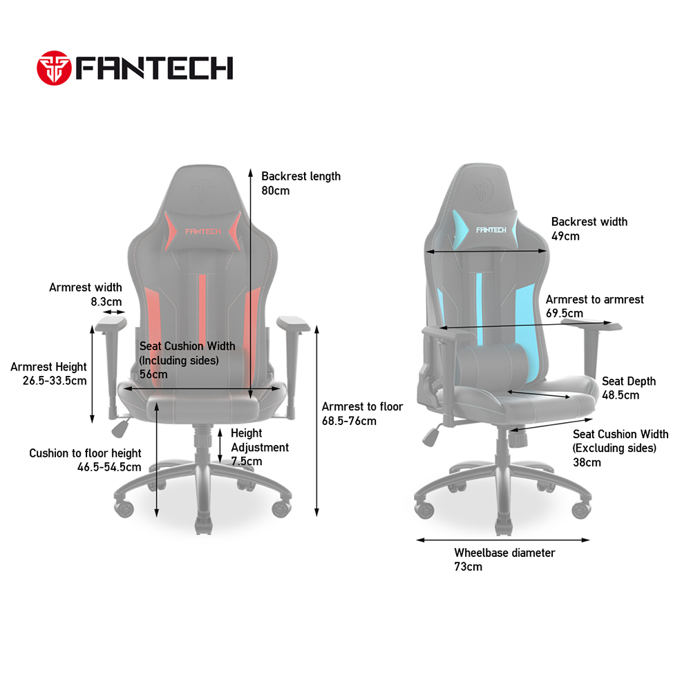 كرسي جيمنج اللون رمادي   FANTECH KORSI GC191