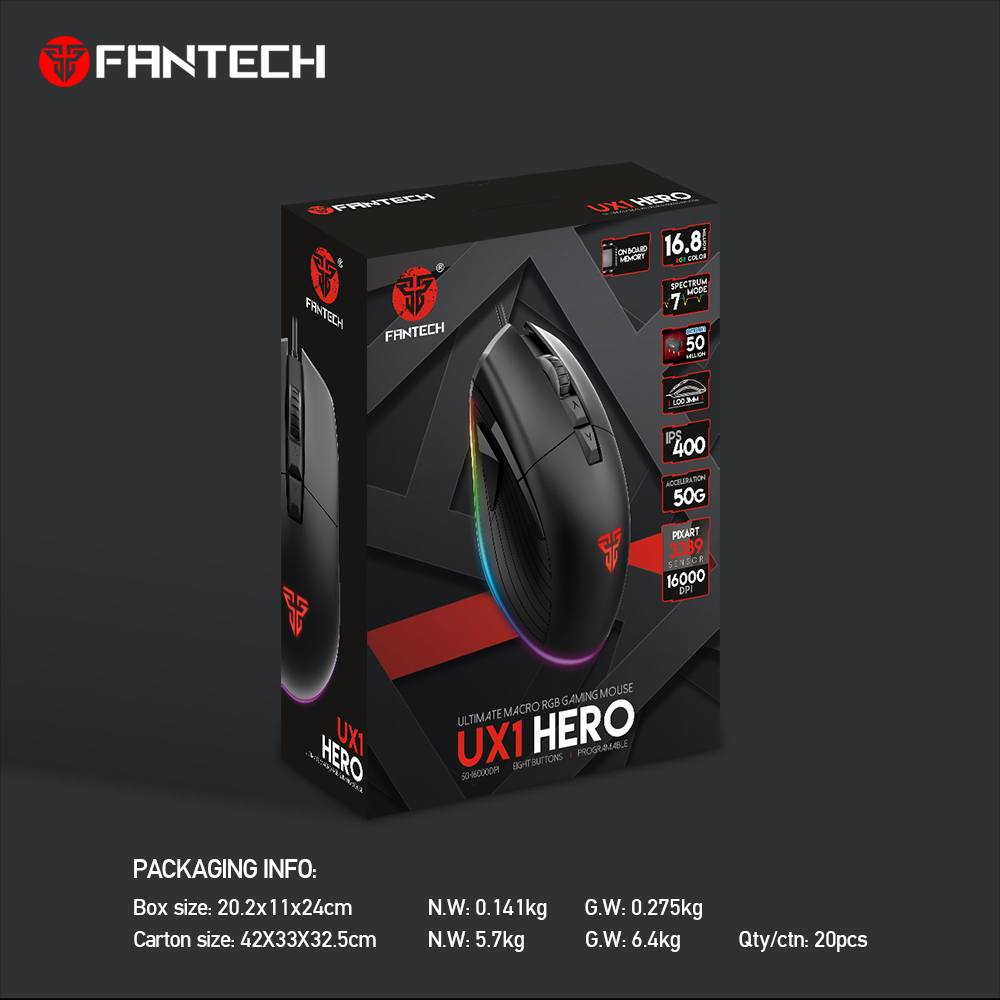 ماوس العاب FANTECH UX1 Hero Ultimate Macro RGB