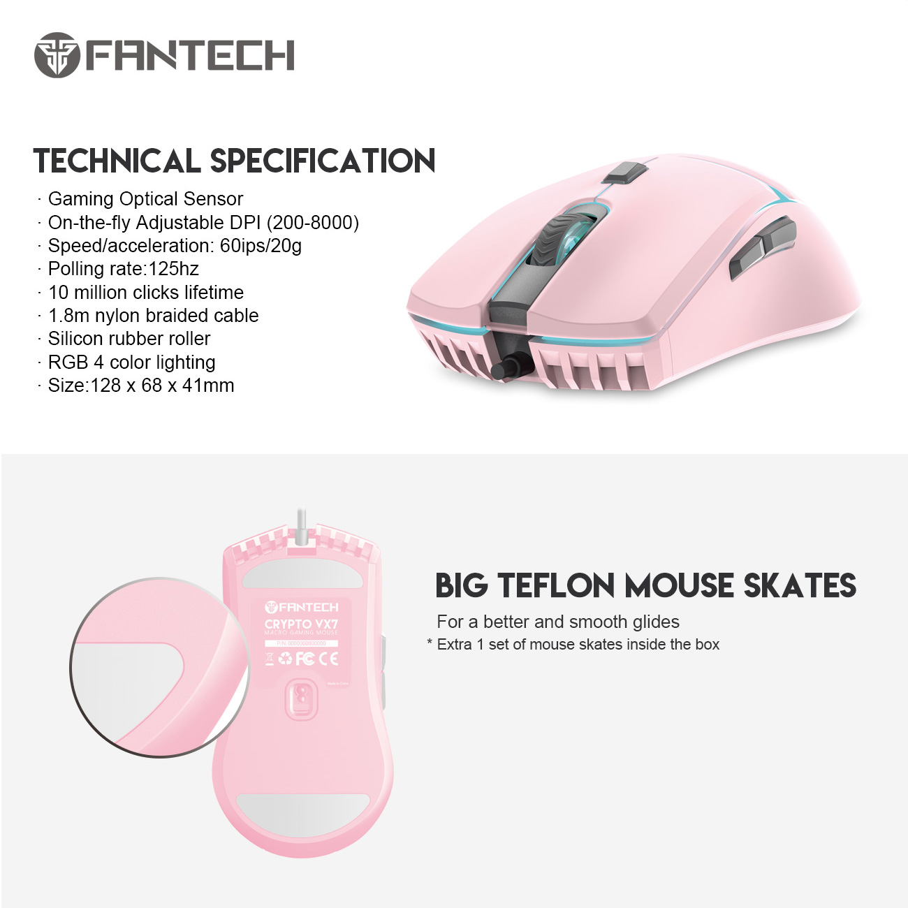 Fantech VX7 CRYPTO Gaming Mouse - Sakura Edition