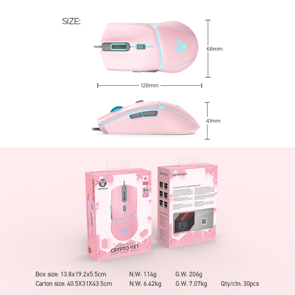 Fantech VX7 CRYPTO Gaming Mouse - Sakura Edition