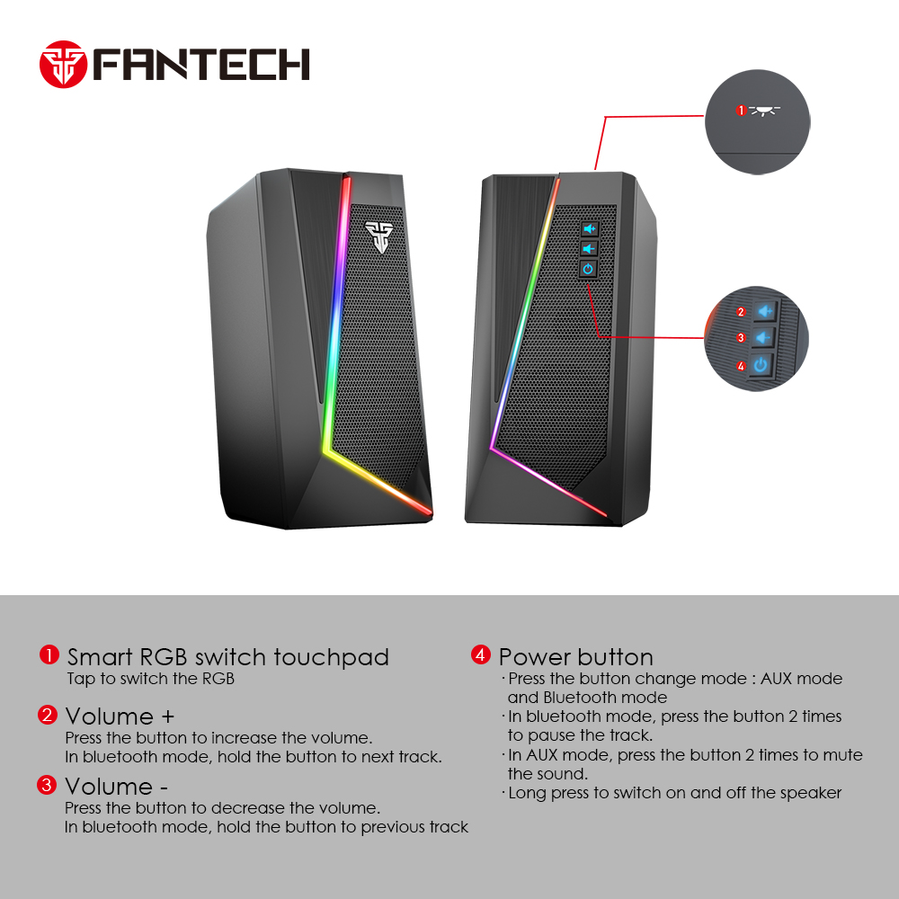 مكبرات صوت Fantech GS204 Rumble RGB