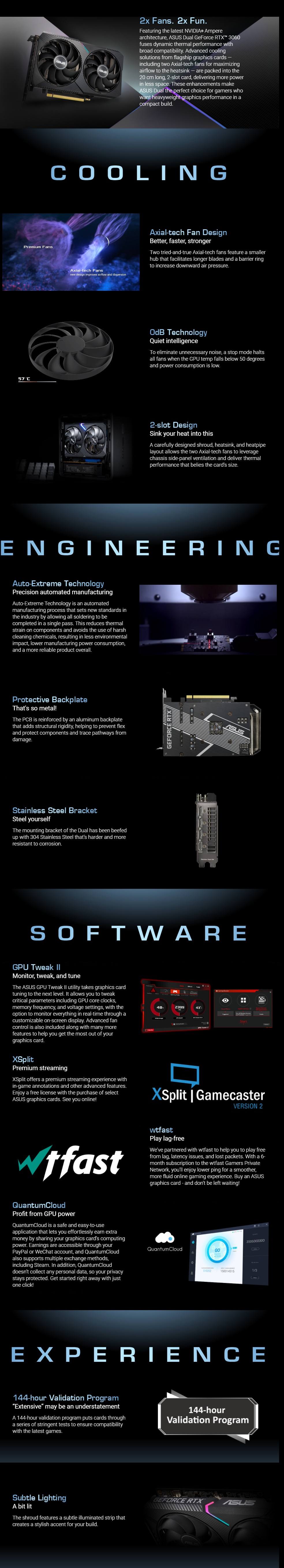ASUS Dual GeForce RTX™ 3060 V2 12GB GDDR6 Axial-tech Fan Dual BIOS Protective Backplate Graphic Card