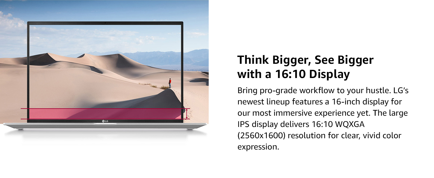 LG GRAM 16” Ultra-Lightweight & Slim 11Gen Intel Core i7 4-Cores w/ 99% DCI-P3 IPS Display & Big Battery - Silver