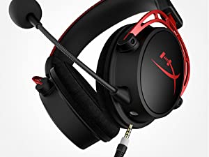 HP HyperX Cloud Alpha Gaming Headset Dual Chamber Drivers Legendary Comfort  Aluminum Frame Detachable Microphone – Red