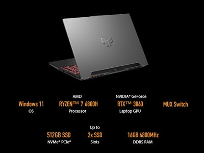 ASUS TUF A17 FA707RM (2022) NEW 6Gen AMD Ryzen 7 8-Cores w/ RTX 3060 6GB & 17.3\" 144Hz Display