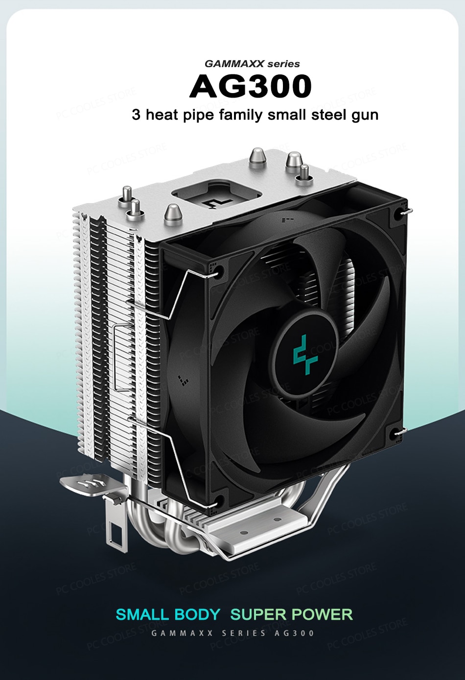 DEEPCOOL GAMMAXX AG300 CPU Air Cooler 3 Heatpipes Full Nickel Plating PWM Cooling Fan For Intel & AMD