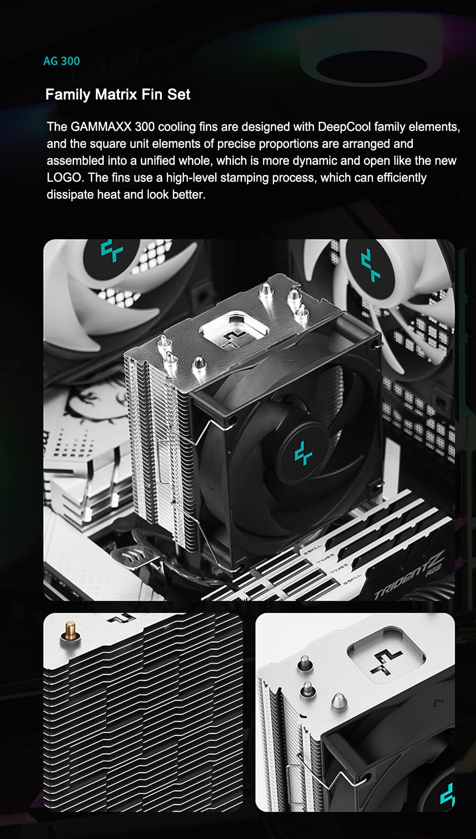 DEEPCOOL GAMMAXX AG300 CPU Air Cooler 3 Heatpipes Full Nickel Plating PWM Cooling Fan For Intel & AMD