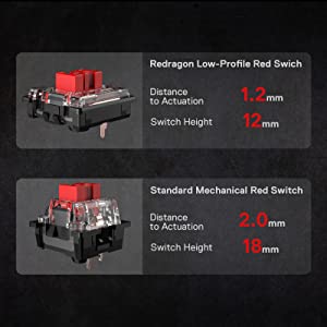 Redragon K632 PRO Noctis 60%  Bluetooth/2.4Ghz/Wired RGB Mechanical Ultra-Thin w/No-Lag - Linear Red Switch