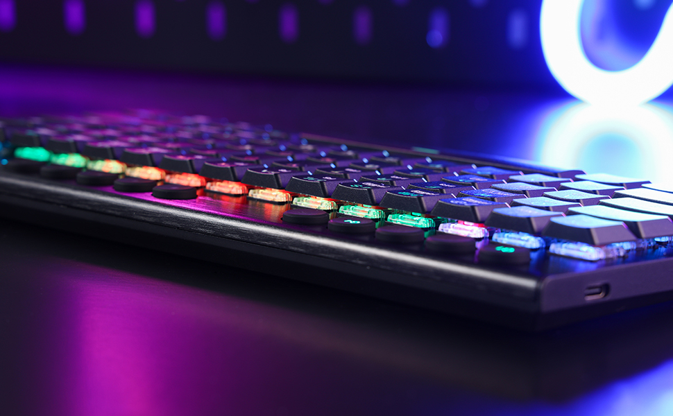 Redragon K632 PRO Noctis 60%  Bluetooth/2.4Ghz/Wired RGB Mechanical Ultra-Thin w/No-Lag - Linear Red Switch