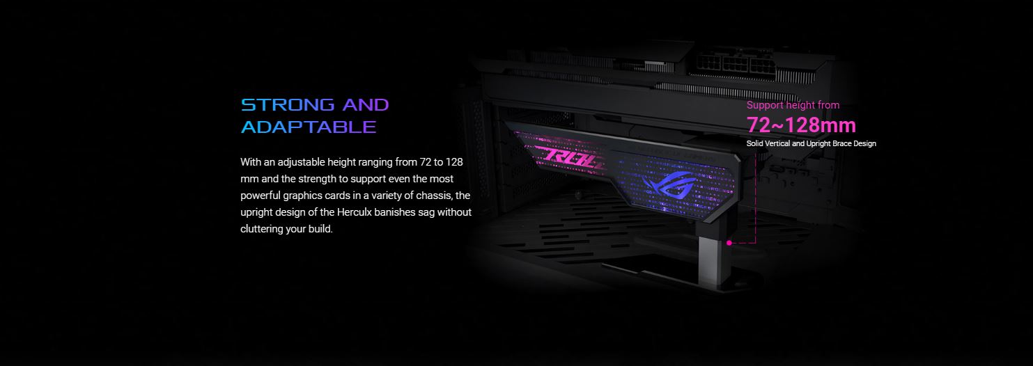 Asus XH01 ROG Herculx Graphics Card Holder Toolless Mount Zinc Alloy Structure Height Adjustable