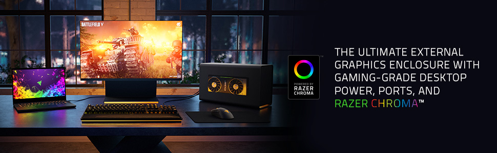 Razer Core X Chroma Thunderbolt 3 External Graphics Enclosure (eGPU) Windows & Mac w/ RGB Chroma Lighting