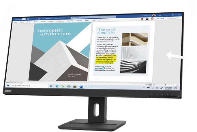 Lenovo ThinkVision E29w-20 29\" IPS Ultra Wide 90Hz Built-in Speakers Adjustable Stand