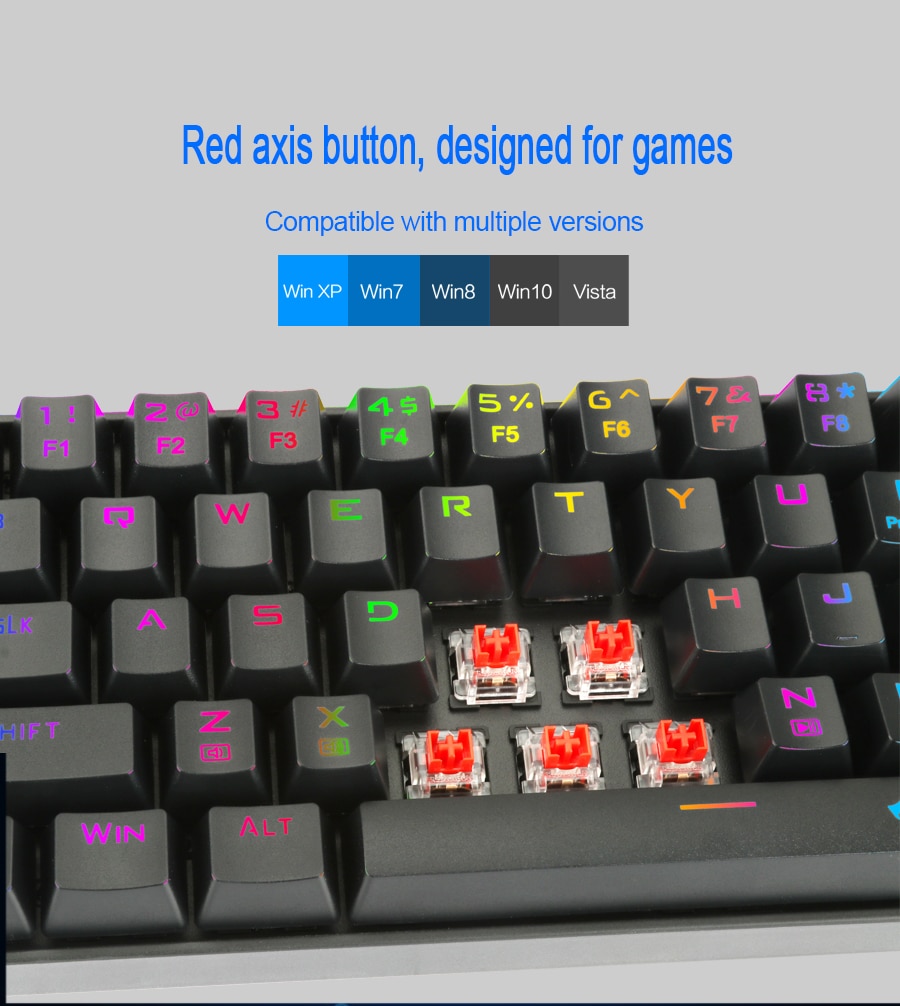 Redragon K599-KRS Wire & Wireless 60% Compact 70 Key Tenkeyless RGB Backlit Computer - Red Switch