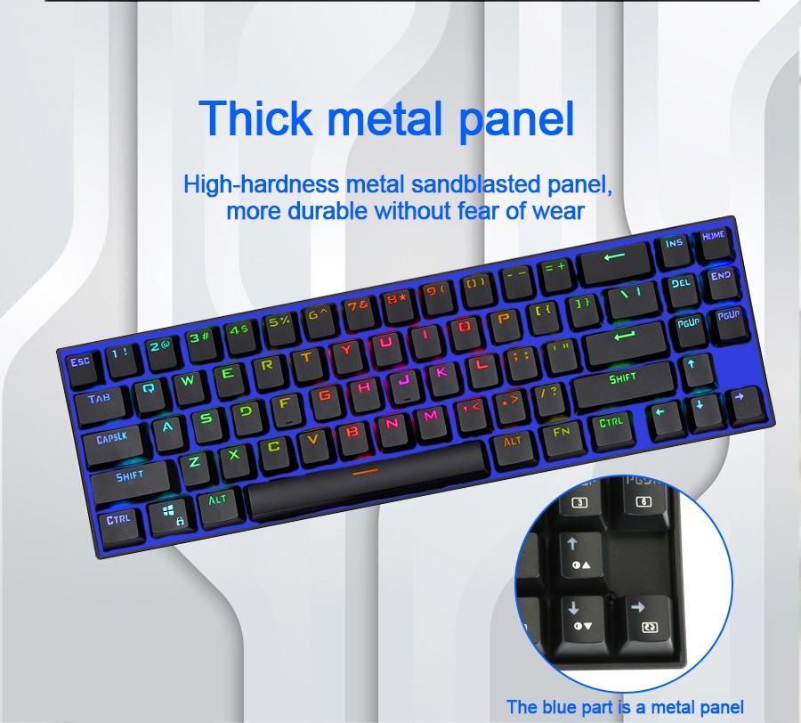Redragon K599-KRS Wire & Wireless 60% Compact 70 Key Tenkeyless RGB Backlit Computer - Red Switch